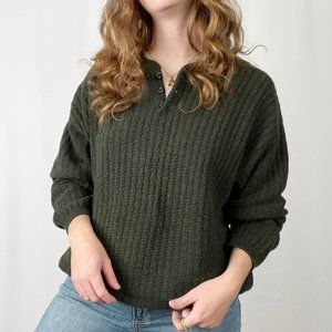 Vintage USA Oversized Slouchy Boyfriend Ribbed Cable Knit Sweater Preppy Grandpa